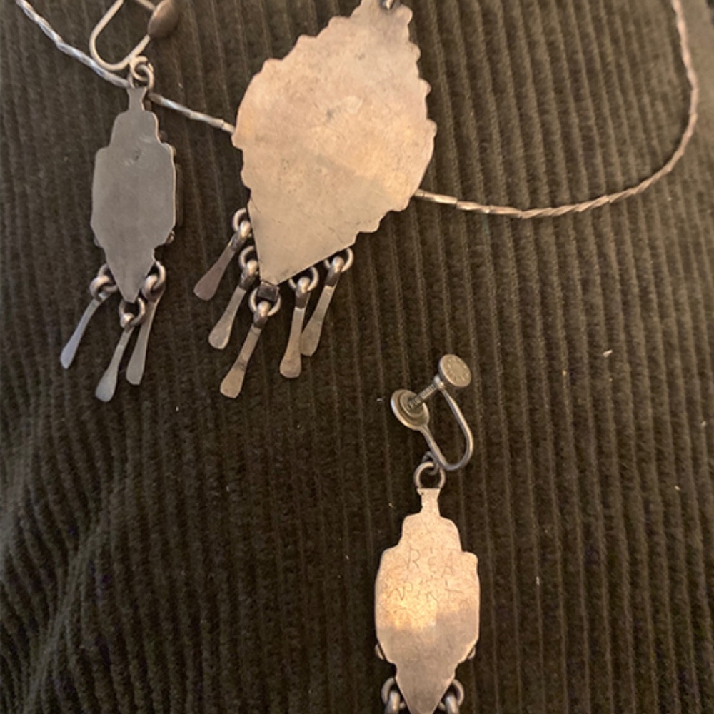 Zuni Arvina Pinto Sandoval Turquoise Ears Necklace - Picture 4 of 7